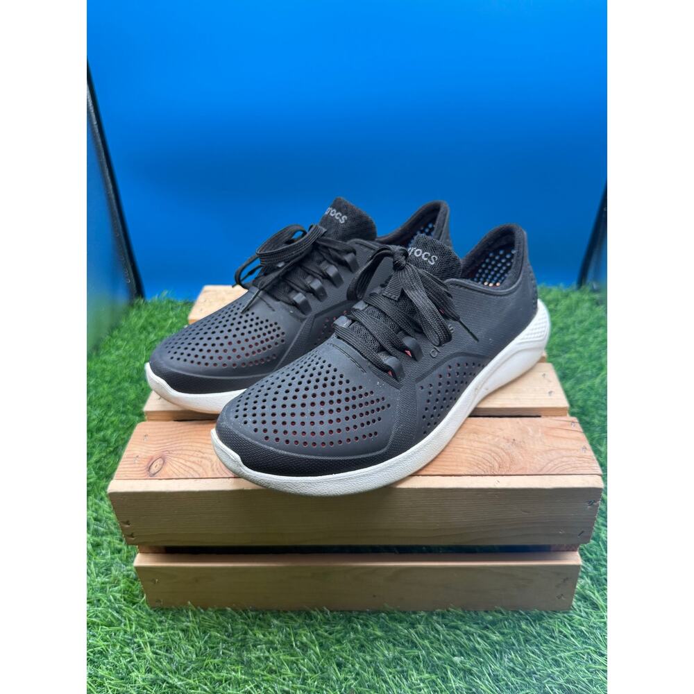 Crocs Literide Pacer Lace-Up Sneakers - Black White - Women's Size 9